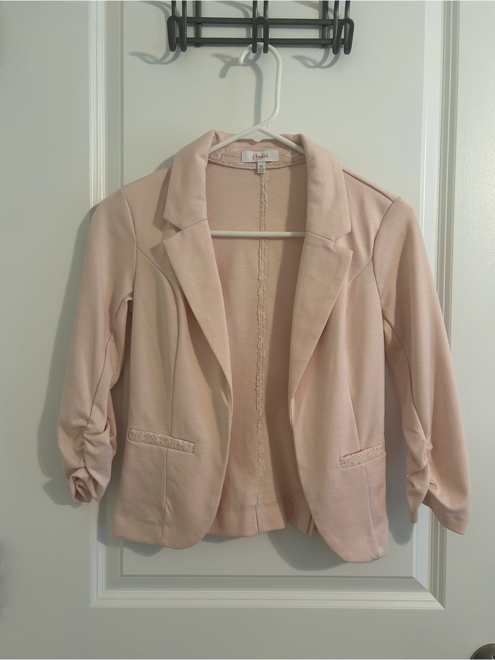 Candie's Light Blush Pink Open-Front Blazer